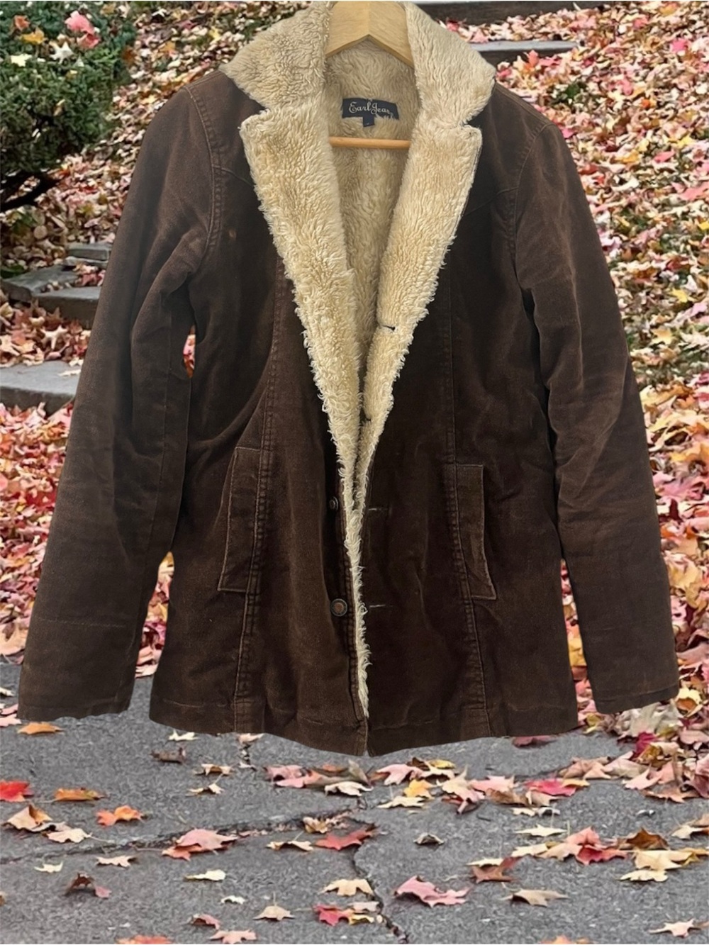 🍂🤎 rare 2000s vintage y2k earl jean brown velour faux sherpa fur jacket